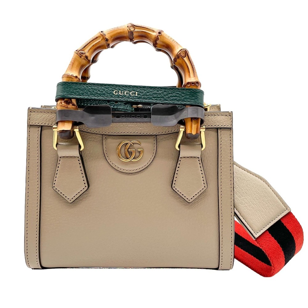 GUCCI Diana 2-Way Small Tote Shoulder Bag with Strap, 702732, Leather, Bamboo...